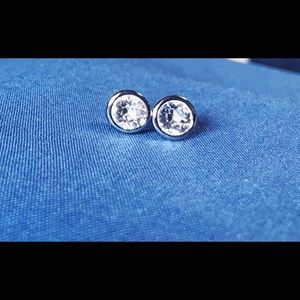 Sterling Silver Diamond Stud Earrings
